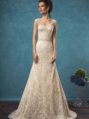 Свадебное платье Adele. Силуэт А-силуэт. Цвет Айвори / Капучино. Вид 1