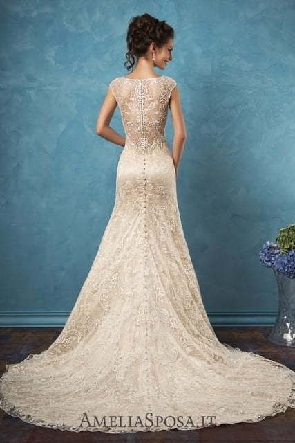 Свадебное платье Adele. Силуэт А-силуэт. Цвет Айвори / Капучино. Вид 2