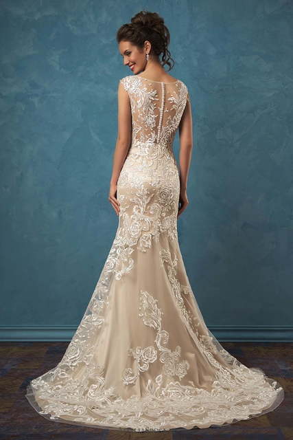 Свадебное платье Olivia. Силуэт А-силуэт. Цвет Айвори / Капучино. Вид 2