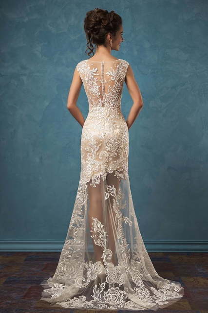 Свадебное платье Olivia. Силуэт А-силуэт. Цвет Айвори / Капучино. Вид 3