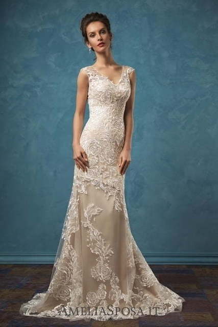 Свадебное платье Olivia. Силуэт А-силуэт. Цвет Айвори / Капучино. Вид 4