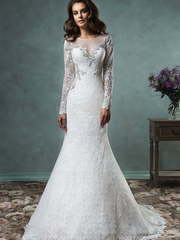 Свадебное платье Tiffany. Силуэт А-силуэт, Рыбка. Цвет Белый / Молочный, Айвори / Капучино. Вид 1