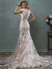 Свадебное платье Pia. Силуэт А-силуэт, Прямое. Цвет Белый / Молочный, Пепельный / Металлик. Вид 2