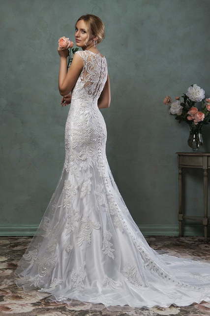 Свадебное платье Pia. Силуэт А-силуэт, Прямое. Цвет Белый / Молочный, Пепельный / Металлик. Вид 3