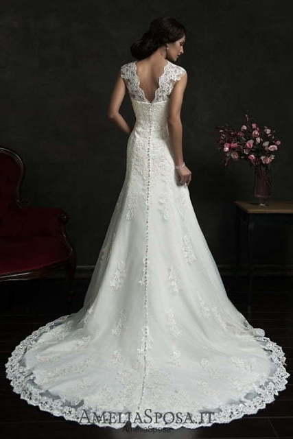 Свадебное платье Esperanza. Силуэт А-силуэт, Прямое. Цвет Белый / Молочный. Вид 3