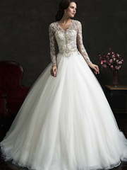 Свадебное платье Leonor. Силуэт Пышное, А-силуэт. Цвет Белый / Молочный, Айвори / Капучино. Вид 1