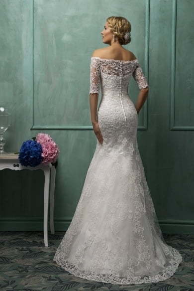 Свадебное платье Alma. Силуэт А-силуэт. Цвет Белый / Молочный. Вид 3