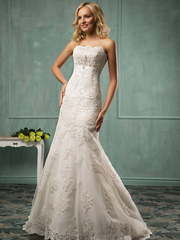 Свадебное платье Loran. Силуэт А-силуэт. Цвет Айвори / Капучино. Вид 1