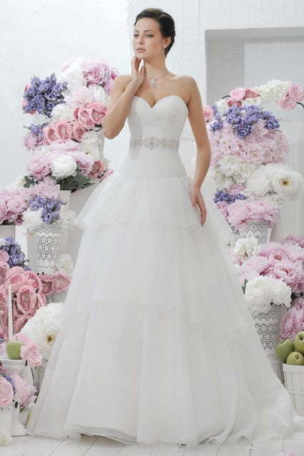 Свадебное платье Inesa. Силуэт А-силуэт. Цвет Белый / Молочный. Вид 2