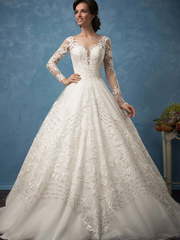 Свадебное платье Arianna. Силуэт Пышное, А-силуэт. Цвет Айвори / Капучино. Вид 1