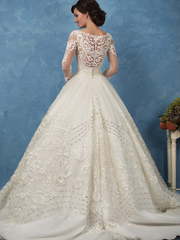 Свадебное платье Arianna. Силуэт Пышное, А-силуэт. Цвет Айвори / Капучино. Вид 2