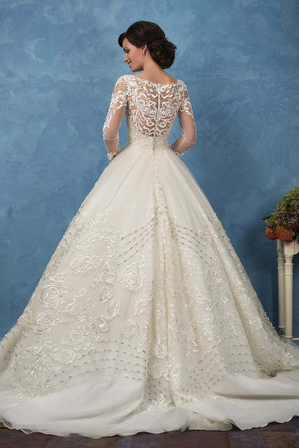 Свадебное платье Arianna. Силуэт Пышное, А-силуэт. Цвет Айвори / Капучино. Вид 2