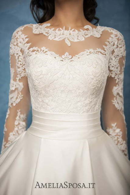 Свадебное платье Elena. Силуэт Пышное, А-силуэт. Цвет Белый / Молочный. Вид 3