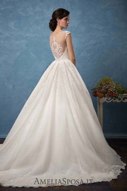 Свадебное платье Cecilia. Силуэт Пышное, А-силуэт. Цвет Белый / Молочный. Вид 3