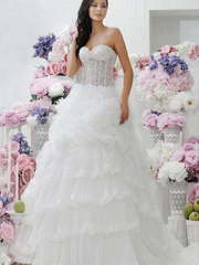 Свадебное платье Ella. Силуэт А-силуэт. Цвет Белый / Молочный. Вид 1