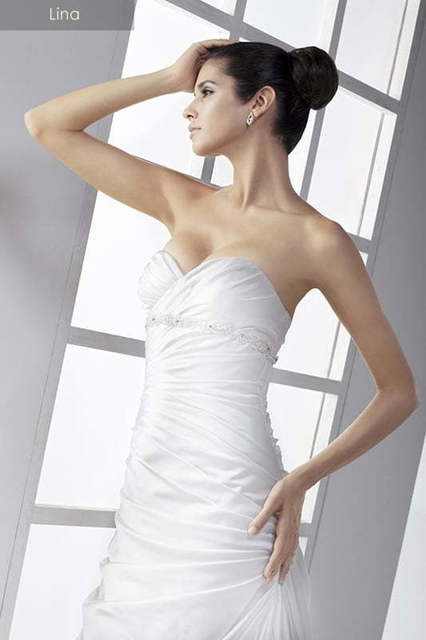 Свадебное платье Lina. Силуэт А-силуэт. Цвет Белый / Молочный. Вид 3