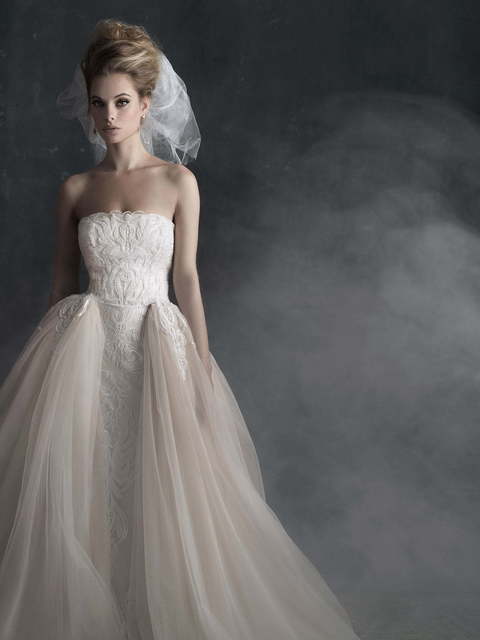 Свадебное платье C400. Силуэт А-силуэт. Цвет Айвори / Капучино, Персик / Оранжевый. Вид 3