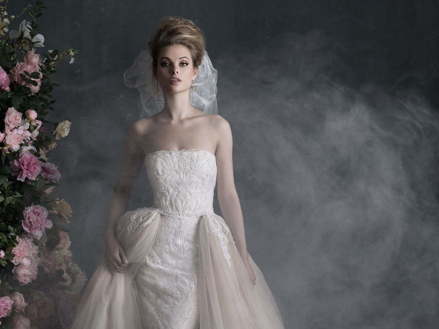 Свадебное платье C400. Силуэт А-силуэт. Цвет Айвори / Капучино, Персик / Оранжевый. Вид 4