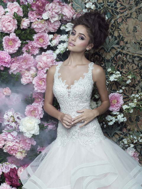 Свадебное платье C405. Силуэт А-силуэт. Цвет Айвори / Капучино, Белый / Молочный, оттенки Розового. Вид 3