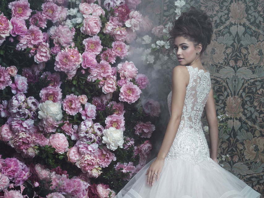 Свадебное платье C405. Силуэт А-силуэт. Цвет Айвори / Капучино, Белый / Молочный, оттенки Розового. Вид 5