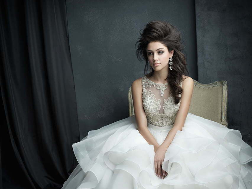 Свадебное платье C380. Силуэт Пышное, А-силуэт. Цвет Айвори / Капучино, Белый / Молочный. Вид 3