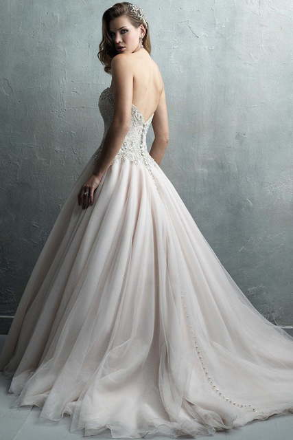 Свадебное платье C323. Силуэт Пышное, А-силуэт. Цвет Белый / Молочный, оттенки Розового. Вид 2