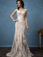 Свадебное платье Paola. Силуэт А-силуэт, Прямое. Цвет Айвори / Капучино. Вид 1