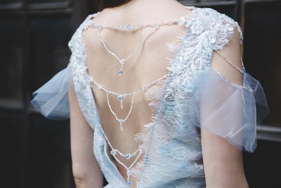 Свадебное платье Кристел. Силуэт А-силуэт, Прямое. Цвет Голубой / Синий. Вид 2