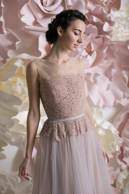 Свадебное платье Эстель. Силуэт А-силуэт. Цвет Лавандовый / Фиолетовый, оттенки Розового. Вид 2