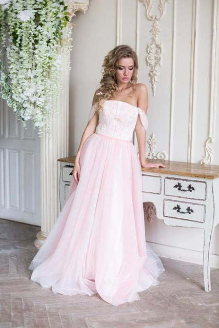 Свадебное платье Розали. Силуэт А-силуэт. Цвет оттенки Розового. Вид 3