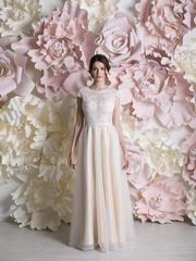 Свадебное платье Мегейн. Силуэт А-силуэт. Цвет Айвори / Капучино, Персик / Оранжевый. Вид 1