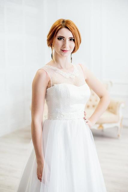 Свадебное платье Лучиана. Силуэт А-силуэт. Цвет Белый / Молочный. Вид 2