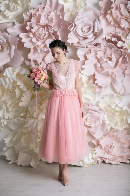 Свадебное платье Мэрион. Силуэт А-силуэт. Цвет оттенки Розового. Вид 1