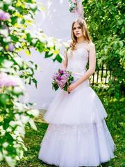 Свадебное платье Арт. У2011. Силуэт А-силуэт. Цвет Белый / Молочный, оттенки Розового. Вид 1