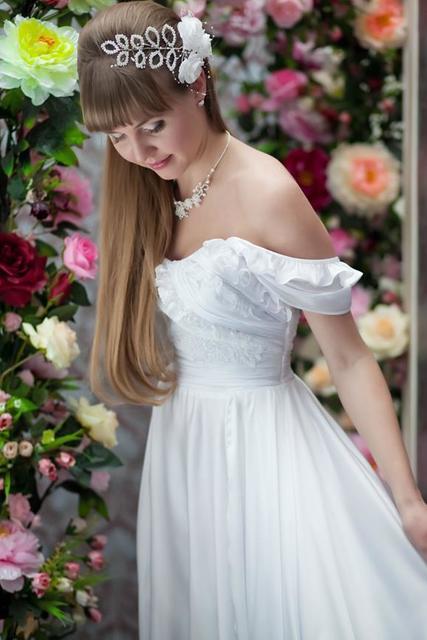 Свадебное платье Арт. 110. Силуэт А-силуэт. Цвет Белый / Молочный. Вид 2