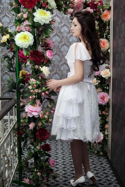 Свадебное платье Арт. 081. Силуэт А-силуэт. Цвет Белый / Молочный. Вид 2