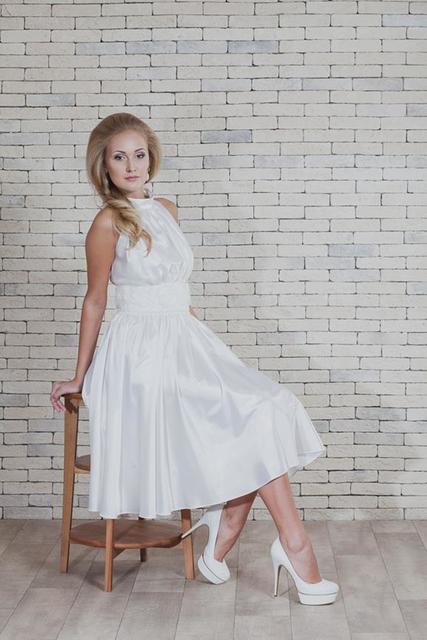 Свадебное платье Арт. 153. Силуэт А-силуэт. Цвет Белый / Молочный. Вид 2