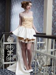 Свадебное платье Арт. 083. Силуэт А-силуэт. Цвет Айвори / Капучино, Золото. Вид 1