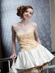 Свадебное платье Арт. 083. Силуэт А-силуэт. Цвет Айвори / Капучино, Золото. Вид 2