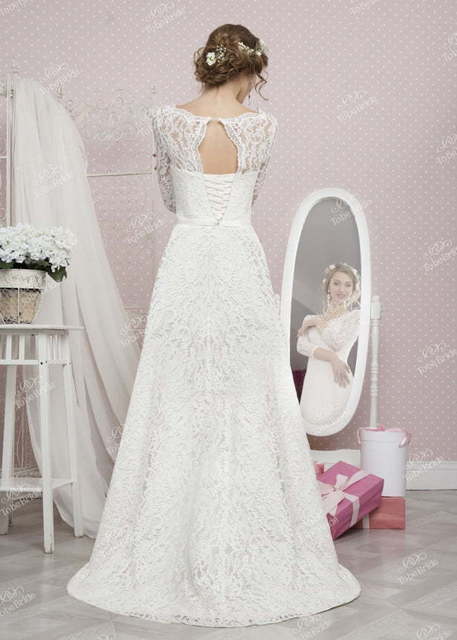 Свадебное платье RB013. Силуэт А-силуэт, Прямое. Цвет Белый / Молочный. Вид 2