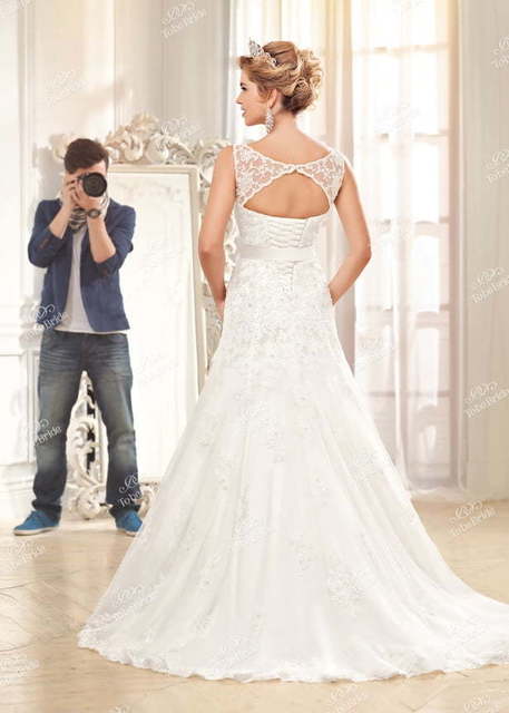 Свадебное платье C0596. Силуэт А-силуэт. Цвет Белый / Молочный. Вид 2