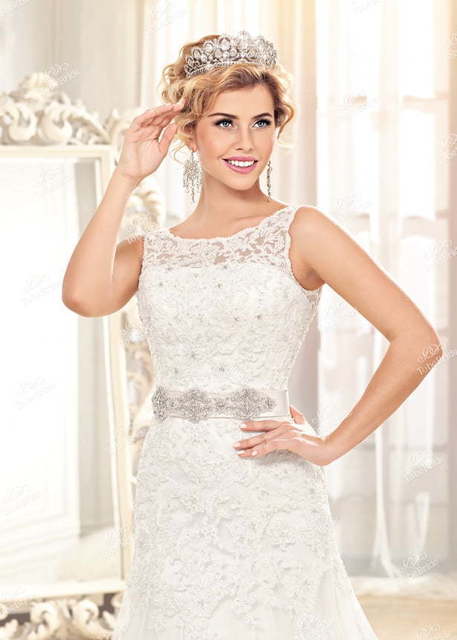 Свадебное платье C0596. Силуэт А-силуэт. Цвет Белый / Молочный. Вид 4