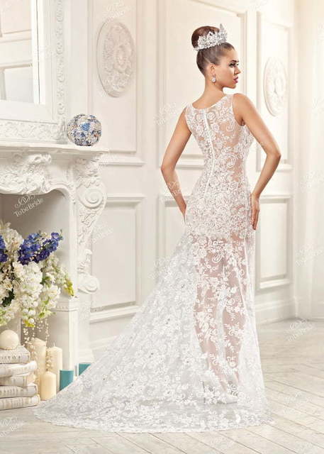 Свадебное платье EV022 o. Силуэт А-силуэт. Цвет Белый / Молочный. Вид 2