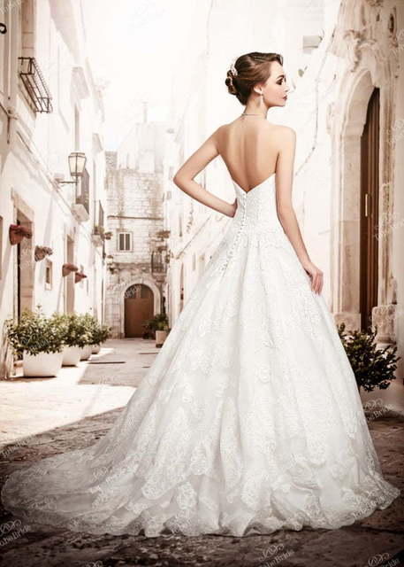 Свадебное платье PP021. Силуэт А-силуэт. Цвет Белый / Молочный. Вид 2