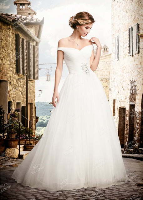 Свадебное платье PP014. Силуэт А-силуэт. Цвет Белый / Молочный. Вид 1