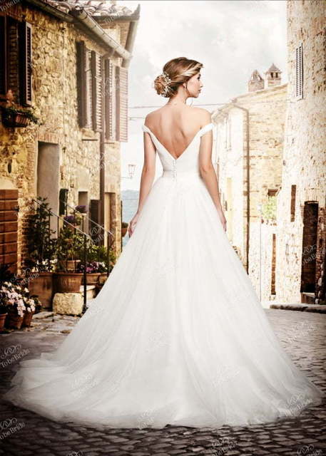 Свадебное платье PP014. Силуэт А-силуэт. Цвет Белый / Молочный. Вид 2