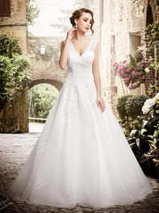 Свадебное платье PP009. Силуэт А-силуэт. Цвет Белый / Молочный. Вид 1