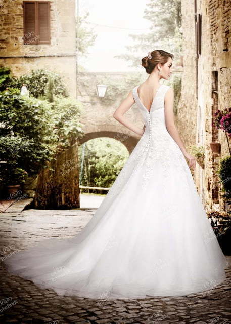 Свадебное платье PP009. Силуэт А-силуэт. Цвет Белый / Молочный. Вид 2