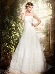 Свадебное платье PP015. Силуэт А-силуэт. Цвет Белый / Молочный. Вид 1