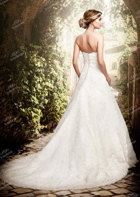 Свадебное платье PP015. Силуэт А-силуэт. Цвет Белый / Молочный. Вид 2